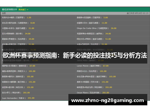 欧洲杯赛事预测指南：新手必读的投注技巧与分析方法